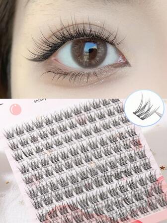 120 ciuffetti di ciglia finte a triplice coda di pesce morbide e soffici, naturalmente sottili, comode e semplici da indossare, riutilizzabili, adatte anche per principianti, uno strumento di makeup essenziale per l'uso quotidiano.