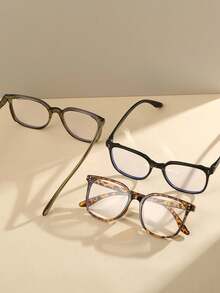 3 Pairs Unisex Square Simple Rivet Fashion Non-Prescription Glasses, Suitable For Daily Office, Study, Reading, Party, Vacation Photography And Other Occasions - 3pcs - View 6