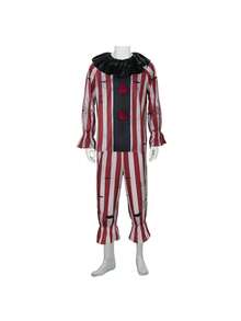 Nightmare Clown Cosplay Costume, Terrifying Evil Clown Character Outfit, Red Anime Cosplay For Halloween, Stage Performance, Party Carnival