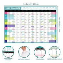 Yearly Wall Calendar 2026 - Full Year View Runs From Jan To Dec 2026, Wall Calendar 2026, 20.7" X 29.2" (Open), Thick Paper, With 4 Sheets Of Stickers And 1 Sheet Of Double-Sided Round Stickers