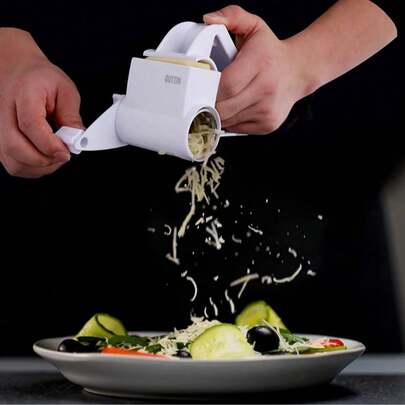 BLOOM STORE - Rallador rotatorio de queso de acero inoxidable 14.5*10*9 cm | Cortador manual giratorio para queso duro y blando | Fácil de limpiar y práctico