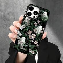 Fundas protectoras para teléfono con diseño de calabaza y flores de Halloween, con orificios grandes. Compatibles con phone 16 Pro Max, 16, 15 Pro, 14, 14 Plus/14 Pro Max, 13, 13 Pro, 12 Pro, 11/11 Pro. Regalos para cumpleaños y fiestas. - Blanco - Ver 2
