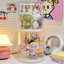 1pc Acrylic Rotating Display Case, Dust-Proof Collectible Showcase For Plush Toys, Suitable For Monster Series Plush Toys (Plush Doll Not Included), Plush Doll Rotating Display Box | Doll Storage Organizer, Doll Display Box