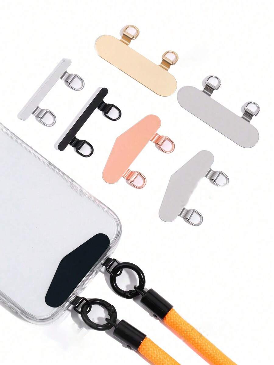 Cordón para teléfono móvil con doble oreja, arandela de metal de acero inoxidable, soporte para teléfono móvil, cadena colgante fija, pegatina delgada para la parte posterior, pieza de conexión antióxido resistente