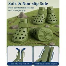 Dog Shoes For Hot Pavement Breathable Dog Boots Paw Protectors With Adjustable Straps And NonSlip Sole Easy On And Off Waterproof EasyCleaning Silicone Outdoor Dog Booties For Beach And Snow - 橄欖綠 - 查看 3