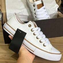 Super Soft Vulcanized Low Traditional Canvas Sneakers New Release - White - View 2
