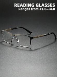男女通用经典商务办公简约风格老花镜，新款方形眉框半框不锈钢镜架超轻老花镜，高清护眼，长时间佩戴不眩晕，适合阅读、缝纫、商务、办公、日常使用、运动，防滑，电脑使用，舒适防眼疲劳，便捷便携设计，适合各种脸型 - 透明色 - 查看 16