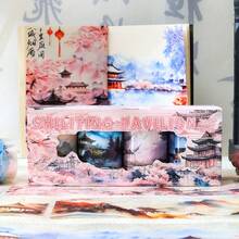 1 pieza Serie de humo y lluvia de una ciudad, tema de rima antigua de estilo nacional, cinta en caja de material PET, material de scrapbook, manualidades DIY, útiles escolares