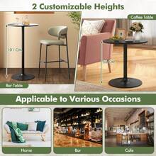 GOFLAME Round Bistro Table Set Of 2, Height Adjustable 40" Bar Height Cocktail Table Coffee Table With Metal Base, High Top Pub Table Snack Table For Home Bar, Dining Room, Cafe - Black - View 7