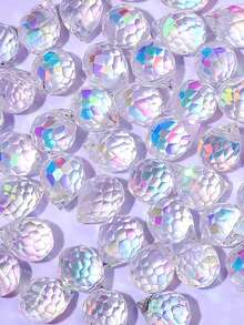 100颗/袋、50颗/袋、20颗/袋 女士多面闪亮高透明玻璃珠 10*8mm，DIY珠宝配件，彩色水晶珠，可用于制作项链吊坠、耳环、手链、手机链、包链，是圣诞节、情人节、母亲节、平安夜、感恩节的理想礼物。 - 20pcs - 查看 6