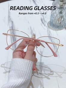1 pieza Gafas de presbicia para mujeres, con marco de metal y material TR, adecuadas para leer, escribir, ver la televisión, usar la computadora, jugar con teléfonos móviles, viajar, salir en citas, fiestas, festivales y otros entornos de uso diario, con un diseño elegante y hermoso, ligeras y fáciles de llevar - transparente - Ver 7