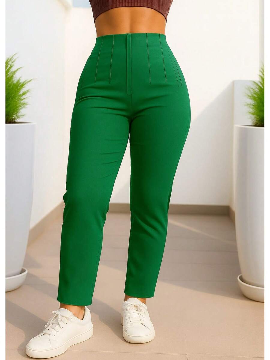 Stretch Pleated Trousers For Women - 綠色 - 查看 1
