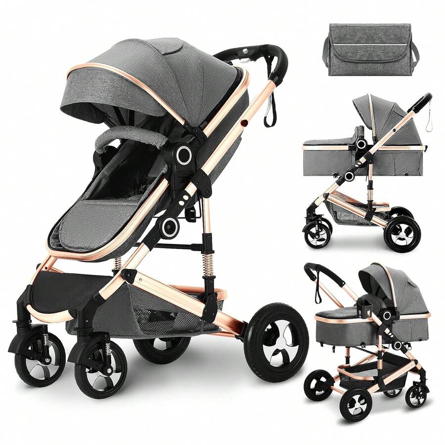 Carreola Para Bebés Con Portabebe, Carriola Para Bebé Bastón - Gris - Ver 1