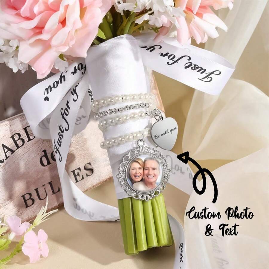 Customized Photo Bride Bouquet Decor, Pearl Wedding Bouquet Decor, Bridal Shower Gift, Bride Gift, Wedding Gift For Her - Multicolor - View 1