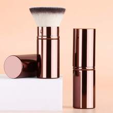 Long Aluminum Tube Retractable Brush, Professional Fluffy Contouring Brush, Precise Shaping Blush & Foundation Brush, Portable & Durable Makeup Tool