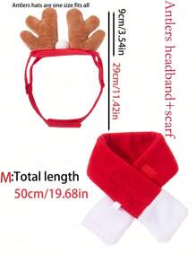 Christmas Pet Costume Set |Santa - Style Pet Outfit Set Cat Dog Hat| Antler Headband, Scarf & Cape Out Fit Halloween Halloween Costumes