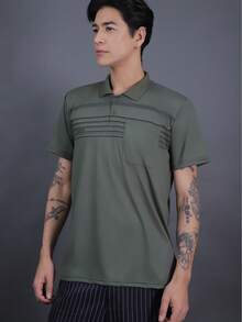 Men's Multicolored Cotton Polo Shirt - Verde Oscuro - Ver 4