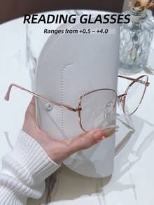 1 pieza Gafas de presbicia para mujeres, con marco de metal y material TR, adecuadas para leer, escribir, ver la televisión, usar la computadora, jugar con teléfonos móviles, viajar, salir en citas, fiestas, festivales y otros entornos de uso diario, con un diseño elegante y hermoso, ligeras y fáciles de llevar - transparente - Ver 6