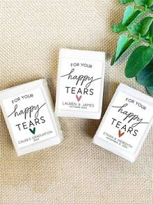 For Your Happy Tears Tissues - Custom Tissue Favors For Graduation - Personalized Tissue Packs + Labels - Tissue Stickers - Wedding Tissues - Multicolor - View 1