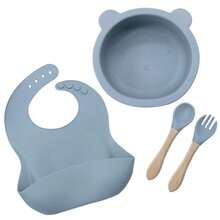 8件/6件/5件/4件/3件硅胶婴儿喂食套装带吸盘分隔盘，断奶产品，婴儿/幼儿自食盘套装带勺叉吸管杯可调节围兜，婴儿餐具 - 彩色 - 查看 26