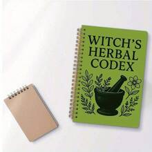 1 Witch's Herbal Notebook - Old Spiral Bound Plant Diary With Witch's Pot, Herbalist's Recipe, Plant Illustrations - Suitable For Witches - Suitable For Beginners And Experts, Witch Crafts, Witch Supplies, Mysterious Design, Suitable For Halloween - 綠色 - 查看 5