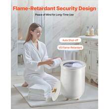 Towel Warmer Bucket, 20L Heated Towel Warmer With LED Light, Large Blanket Warmers For Bathroom, 20/40/60/90 Mins Auto Shut Off And Temperature Setting, For SPA, Home, Countertop, Floor, Gray - 美規A型插(110-127V) - 查看 5
