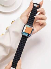 1pc Silicone Magnetic Waterproof Watch Band For Men And Women Compatible With IW Thin Silicone Magnetic Watch Band Compatible With Apple Watch IW 42mm 38mm 40mm 41mm 44mm 45mm 46mm 49mm Fashion Smart Watch Replacement For IW Strap For Series Ultra2 Ultra SE2 SE 10 9 8 7 6 5 4 3 2 1 As A Gift For Students Returning To School - Black - View 2