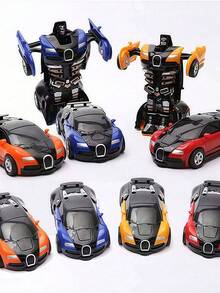 1辆儿童惯性碰撞变形摩擦动力玩具车，一键变形，碰撞变形机器人模型，互动趣味玩具车，适合男孩女孩，儿童礼物 - 彩色 - 查看 1