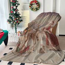 1pc Christmas Santa Claus, Snowman, Reindeer Gift Box Fleece Blanket, Super Soft Flannel Suitable For Bedroom, Living Room, Sofa And Office, Great For Travel And Gifting, Christmas