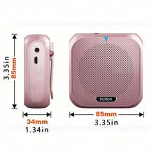 带头戴式麦克风的迷你蜜蜂形扩音器 - 便携式可穿戴扬声器、录音机、有线麦克风和电池套件，适用于教师、导游、讲座（轻巧且免提）