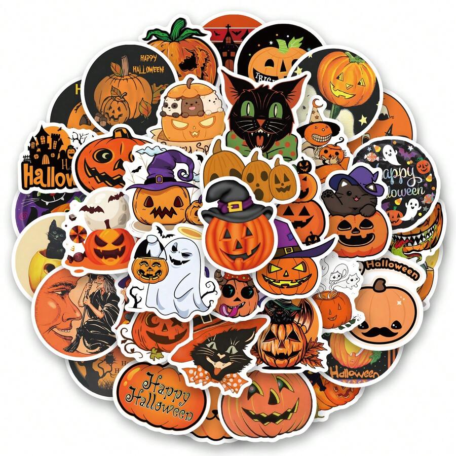 60 Peças Adesivos Vintage de Halloween, Adesivos Impermeáveis de Vinil para Scrapbooks, Diários, Laptops, Para-choques, Skates, Garrafas de Água, Computadores, Adesivos de Celular, Suprimentos para Festa de Halloween