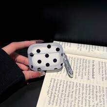 Apple Bluetooth Earphone Case Compatible With AirPods 1/2/3 & AirPods Pro/Pro2, Polka Dot Design, Semi-Transparent Matte Finish With Black Dots, Protective Case