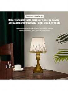 Vintage Floral Fabric Lamp With Energy-Saving LED, USB Powered - Metal Base, Warm Glow Suitable For Bedroom, Study Or Living Room Decor, Study Lighting | Vintage Style Lamp | Fabric Lampshade, Bedroom Desk Lamp