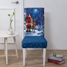 1/4/6/100pcs Christmas Print Stretch Chair Covers, Home/Hotel/Restaurant/Dining Chair Slipcovers, Cartoon Holiday Decor - Multicolor - View 10