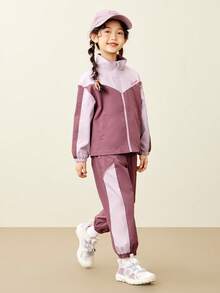mini bala 少女户外运动服 2025 秋季拼色运动套装 - 橡皮粉 - 查看 3