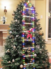 1pc Christmas Ladder Light, A Climbing Ladder Decoration Pendant With A Santa Figurine, Powered By USB, 8 Lighting Modes, Suitable For Winter And Christmas Decorations, Christmas Tree Decoration Pendant, Suitable For Glass And Wall Decorations In Indoor Living Rooms, Bedrooms, Dining Rooms, Store Window Decorations, Outdoor Porch Decorations - Long Ladder - View 9