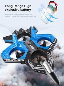4DRC 2025年最新款S83遥控战斗无人机，支持手持操控和重力感应遥控。它配备一键起飞/降落、360°翻滚和悬停功能。此外，它是一款采用EPP泡沫材料制成的战斗飞机/发光滑翔直升机，男女皆宜的玩具无人机。 - 藍色 - 查看 5