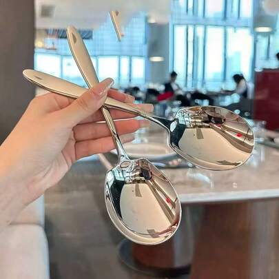 Cuchara de servir extra grande de acero inoxidable, cazo de sopa de mango largo, diseño grueso y duradero de superficie pulida, adecuado para el hogar, hotel, cafetería y restaurante, utensilios de cocina duraderos, cocina, cuchara de bufé