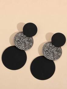 1 Pair Fashionable Exaggerated Round Textured Disc Earrings