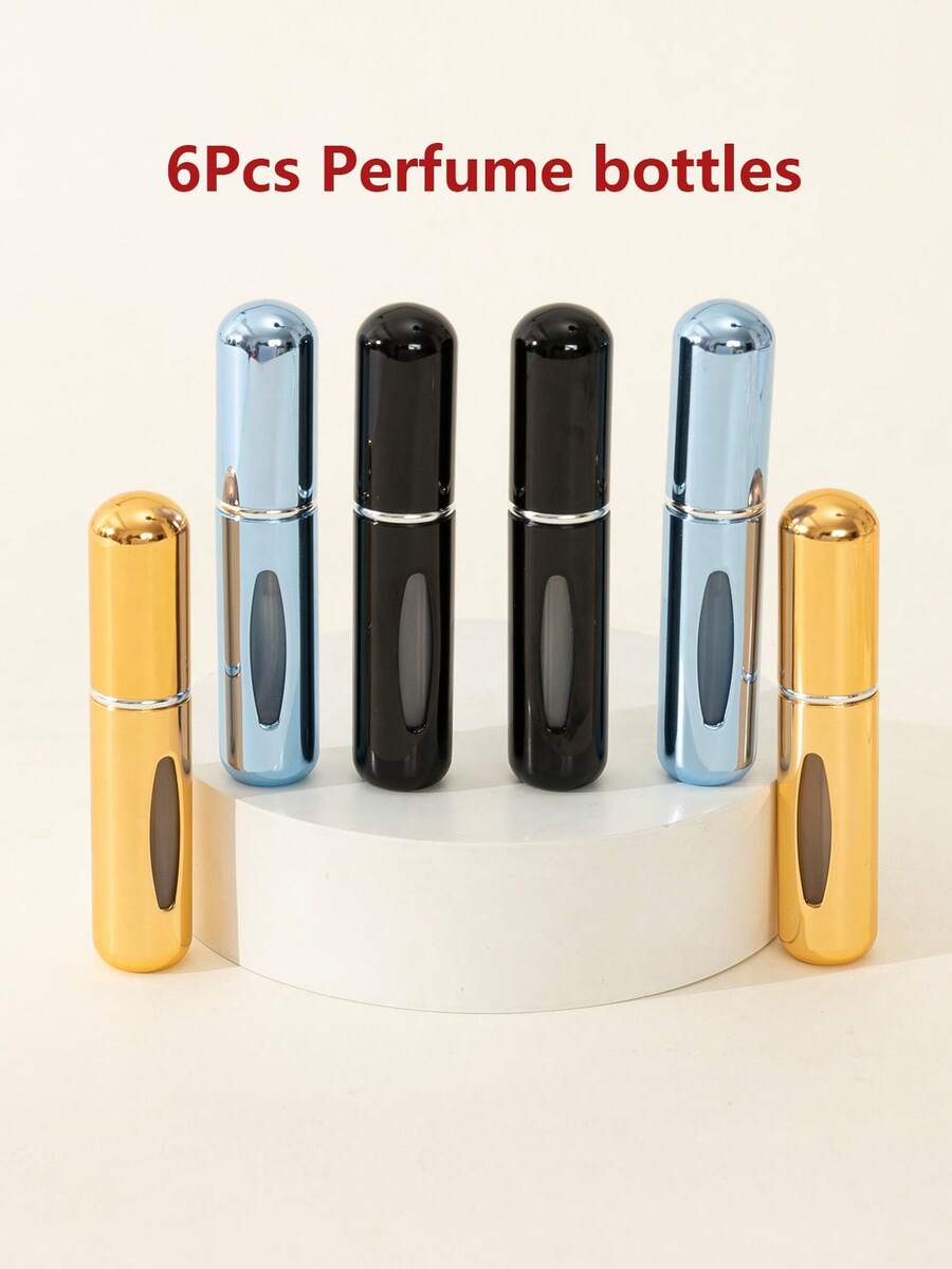 6 件 5 毫升多色铝管喷雾瓶，迷你便携式旅行液体容器