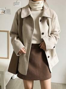 Women's Plaid Pocket Drop Shoulder Long Sleeve Single-Breasted Casual Jacket