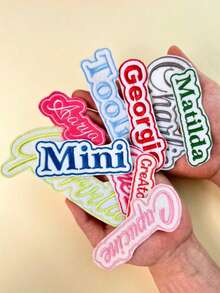 1/3/5pcs Custom Embroidered Name Patches – Personalized Iron On / Sew On Fabric Patch 3-6 Inch, Stylish Letter Embroidery Badge For Jackets, Hats, Backpacks, DIY Clothing Decorations, Unique Gifts For Mother's Day, Birthday, Graduation & Christmas - Multicolor - View 5