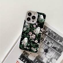 Fundas protectoras para teléfono con diseño de calabaza y flores de Halloween, con orificios grandes. Compatibles con phone 16 Pro Max, 16, 15 Pro, 14, 14 Plus/14 Pro Max, 13, 13 Pro, 12 Pro, 11/11 Pro. Regalos para cumpleaños y fiestas. - Blanco - Ver 6