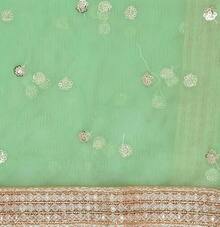 Woman's Embellished Net Dupatta Scarf Shawl Wrap Soft Bridal Wedding - Light Green - 查看 5