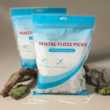 600pcs/300pcs/50pcs Dental Floss Sticks, Interdental Brushes For Deep Cleaning Of Dental Floss, Suitable For Travel, Home Use, And High-Value Household Dental Floss. Plastic Toothpicks In Bags For One-Time Cleaning Of Interdental Food Residue - 白色 - 查看 7