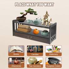 HOHOBLA 2-Tier Altar Table With Drawer, Bamboo Puja Table Meditation Storage Table, Tatami Coffee Table For Sitting - Óc chó 2 lớp - Xem 6