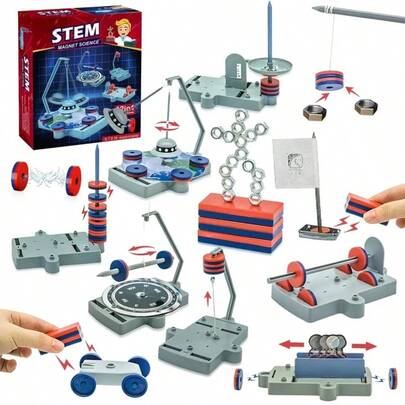 SCIENCE HORSE Kit de experimentos científicos magnéticos 12-en-1, set de caja de levitación magnética, incluye disco magnético, atracción anti-gravedad, adecuado para actividades padres-hijos, regalos para niños y niñas, juguetes educativos