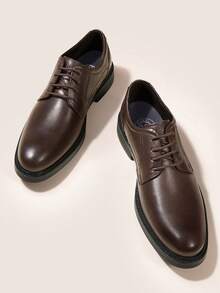 CAMEL CROWN أحذية جلدية رسمية للرجال، أحذية جلدية أصلية مرتفعة الكعب للعريس في حفلات الزفاف الرسمية، أحذية ديربي للعريس بمقاسات كبيرة - بني - مشاهدة 3