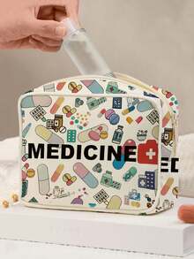 New Medicine Cosmetic Bag - Medical Bag,Toiletry Bag, Travel Essentials, Colorful Design For Medicines, Cosmetics & Travel Essentials - Ideal Gift For Friends & Family, Personal Care Organizer | Playful Design, Medicine Storage Bag Portable Travel Toiletry Bag With Zipper, Aviation Standard Cosmetic Bag, Can Store Medicines, Medical Kits, Etc.(Pattern Randomly Cut) Medicine Bag Medicine Organizer For Travel For Outdoor First Aid Bag