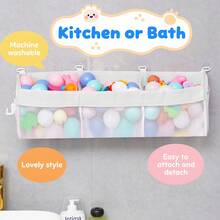 Wandmontierter Badewannen-Spielzeug-Organizer, 3-Fach Duschspielzeug-Halter mit breiten Öffnungen & Klebehaken, großer Stauraum für Badespielzeug